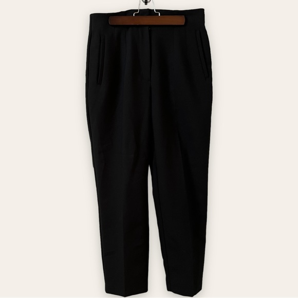 ZARA - High Waisted Darted Black Trouser Pant with Side Pockets - Picture 12 of 14